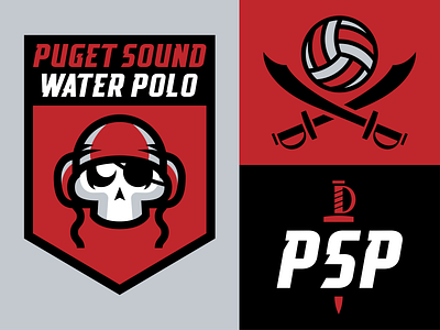 Puget Sound Water Polo Pirates Logo V2 ball branding design graphic design icon illustration logo pirate sports sword team vector water polo