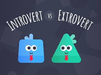 Introvert Vs Extrovert character design illustration shapes