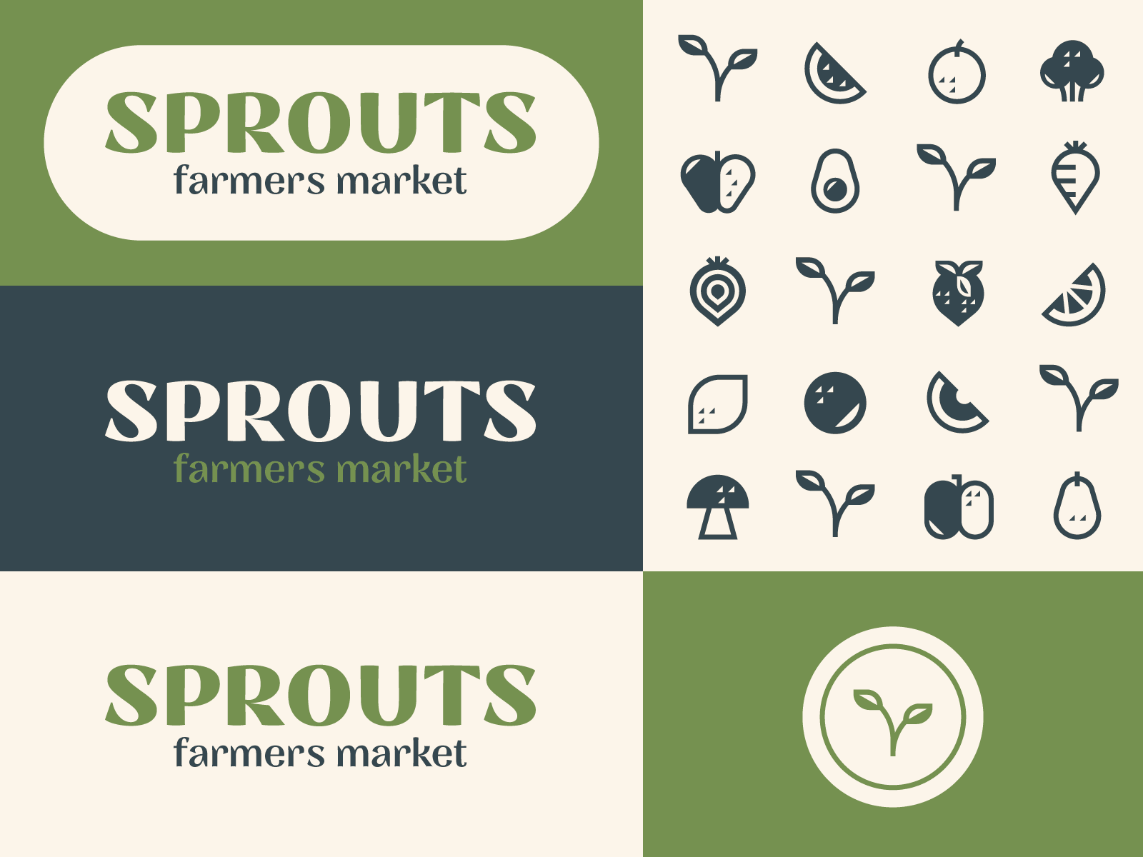 Sprouts Redesign brand identity branding design farmers market grocery store illustration logo logo redesign produce sprouts sprouts farmers market stylized tote bag tote mockup