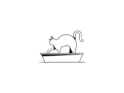 Vectober 24 – Dig cat design dig grunge illustration inktober kitty line design litter box minimal stylized vectober
