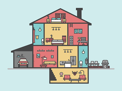 House Cross-Section furniture home house illustration