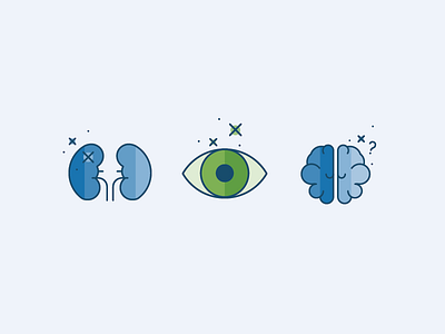 Organs alzheimers art brain colorblock eye graphic illustration kidney line stylized