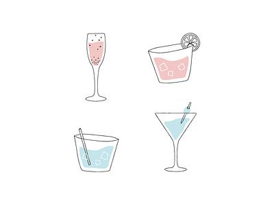 Cocktails champagne cocktails drinks illustration martini roughened stylized