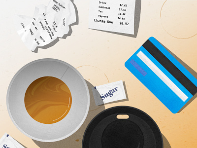 Coffee coffee credit design illustration realistic receipts stylized texture