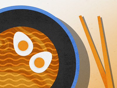 Ramen design eggs illustration ramen shadows stylized texture