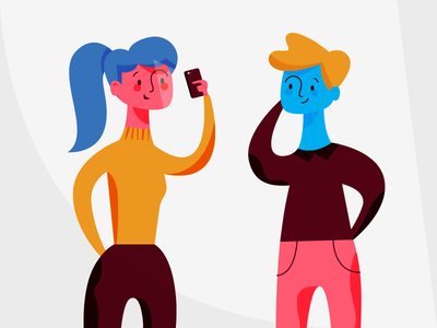 Millennials boy character design girl illustration millennials phone stylized