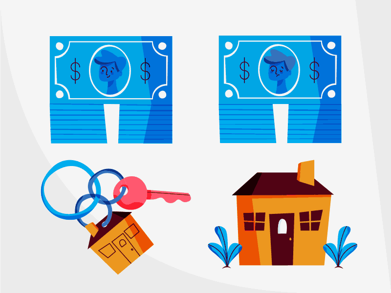 Tings design dogs house illustration keys money stylized