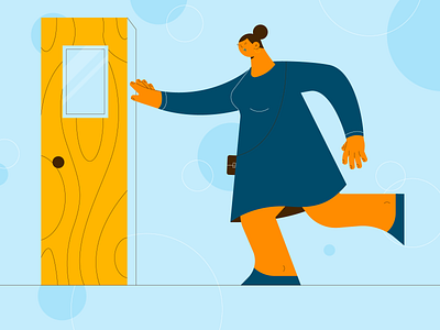 Movin' On! character design door girl hands illustration run stylized vector woman