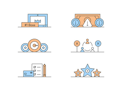 Bootstrapping Icons boss checklist clean design goals icons illustration line money network ranking stylized vector