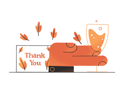 Thank Your Team champagne design drawing fall hand illustration leaves stylized thank you thank you card