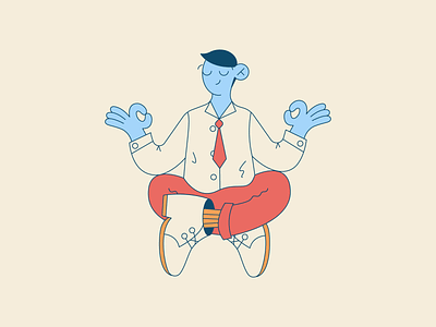 Work Retreat business businessman design illustration meditate relax retreat stylized work