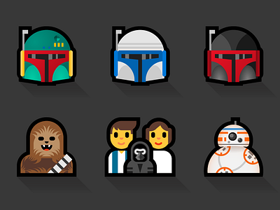 Star Wars Emoji - Microsoft Style bb8 boba fett chewbacca emoji helmet star wars