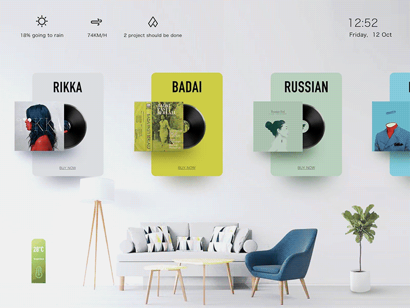 wall screen interface animation design green home principle sketch ui ux