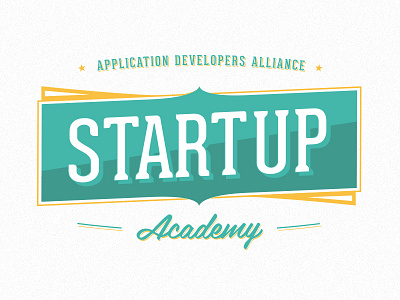 Startup Academy branding geared logo mark typography