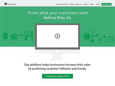 Landing page for startup company