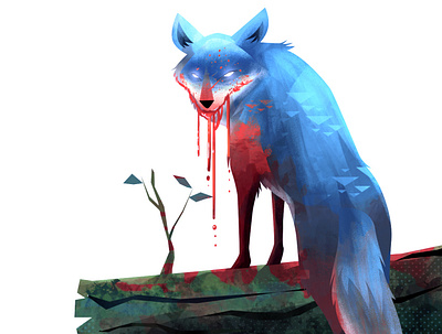 Coyote's Blood Thirst animal character illustration photoshop