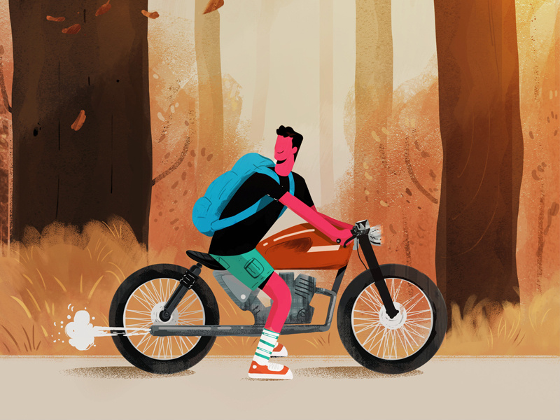 Rider wanderer cafe racer motorcycle explainer animation explainer explainervideo illustration art director design illustration art rider illustration photoshop