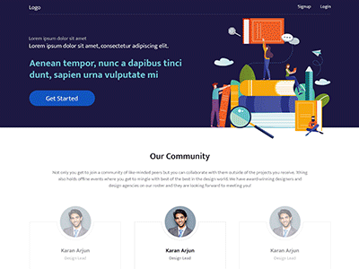 Designer onboarding UI Design