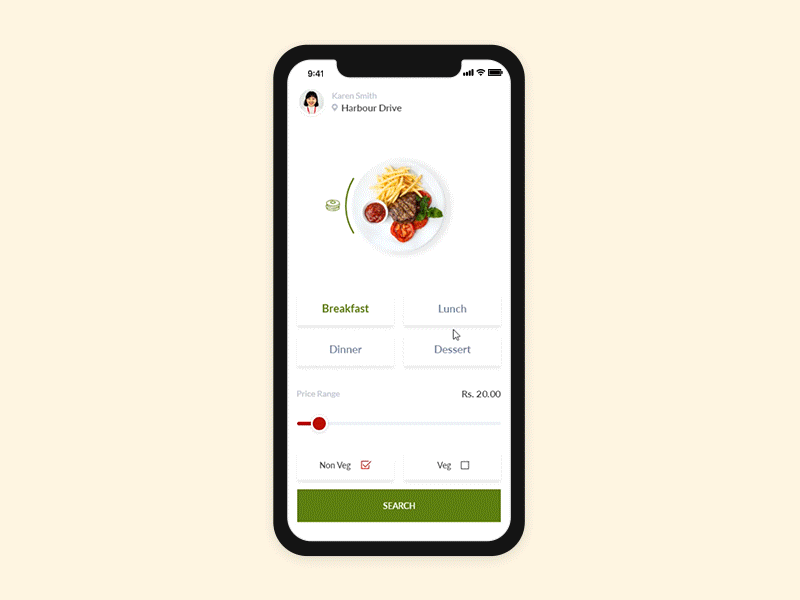 Interactive food ordering experience by Monika Mahor on Dribbble