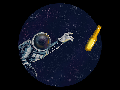 Umm, Houston? astronaut beer funny galaxy illustration reflection scene space stars texture