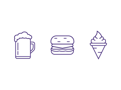 Food Icons beer food hamburger ice cream ice cream cone icons line art