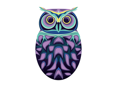 Owl cool colors illustration night owl symetry