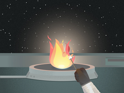 Fireplace in Space astronaut campfire dribbbleweeklywarmup fire fireplace grain scene space spaceship stars weekly warm up