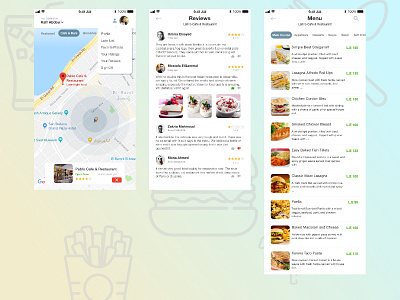 Food App Interface (2/2) app cafe color food menu new restaurant reviews search ui