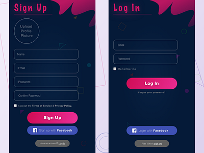 Sign Up/Login Form account blue color dark form login new page pink sign up ui