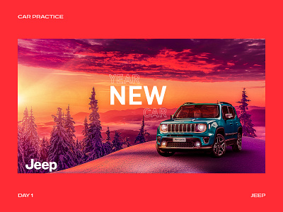 Car Visuals Practice - Day 1 Jeep 2d 2d art automotive black blue brand identity branding branding design clean design flat graphic design manipulation orange photo manipulation photoshop typography