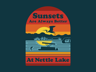 Sunsets Are Always Better At Nettle Lake affinity designer illustration retro t shirt vector