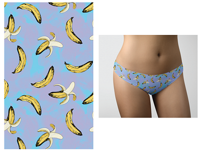 Banana Party Bikini Underwear Design apparel design banana banana illustration banana print fashion design fruit illustration lingerie textile print underwear