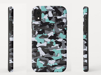 Teal Splash Dog & Bone Phone Case