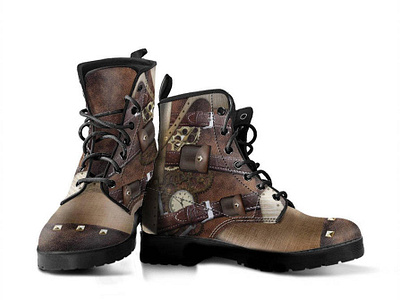 Steampunk Buckled Boots Printed Design