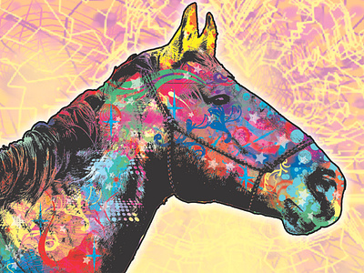 Vibrant Painting Horse Digital Illustration