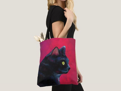 Painted Black Cat Graphic Design cat art digital painting illustration photoshop textile print