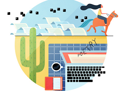 Writing Icon for Coat of Arms cactus coffee design horse icon illustration laptop logo web