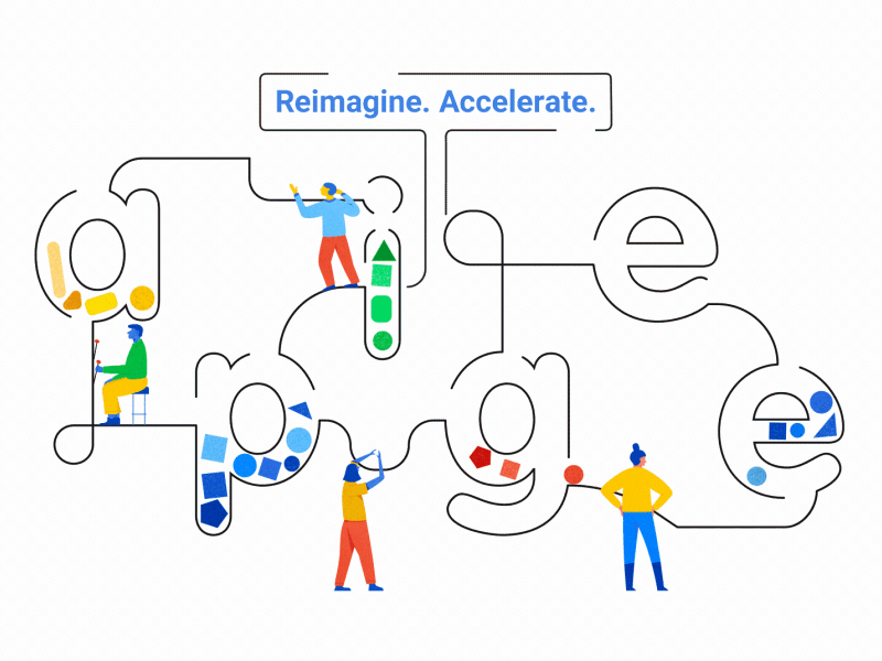 Apigee | Reimagine. Accelerate animation apigee characters design google illustration letters shapes