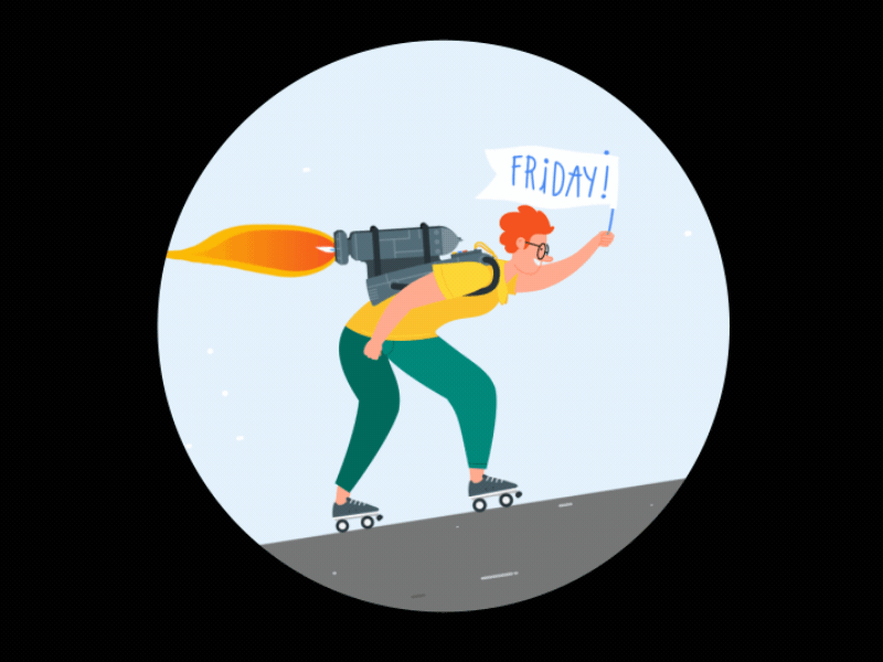 Skater - TGIF! animation design friday hair illustration rocket skate tgif weekend