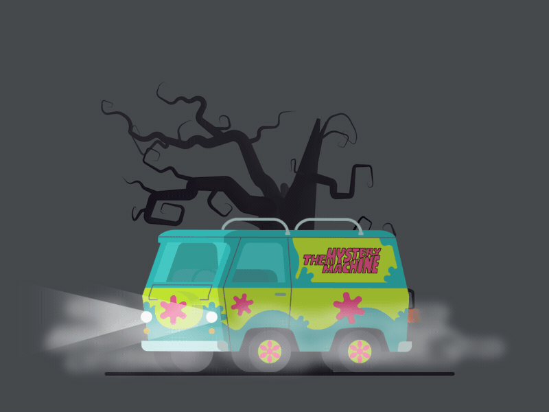 The Mystery Machine 3d after effects animation c4d car cinema4d fog moon motion design mystery machine scooby doo tree