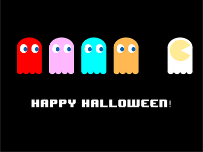 Pacman Halloween 8bit ghosts halloween pacman poster retro uidesign userinterface