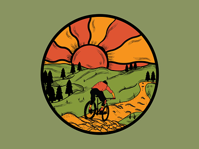 Mountain Bike Design adobe branding colorful colorful art cycling design digital illustration drawing icon illustration illustrator mountain bike nature outdoors trippy vector