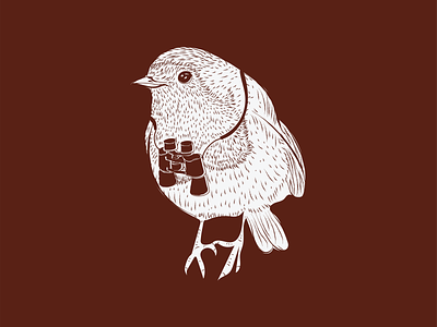 Birdwatcher adobe binoculars bird design digital digital illustration drawing illustration illustrator logo maroon nature one color outdoors outside red simple vector