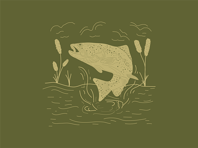 Trout adobe design digital digital illustration drawing fish fishing icon illustration illustrator logo nature one color outdoors trout vector water