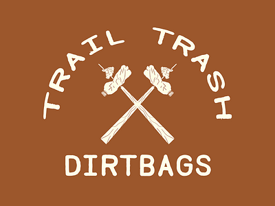 Trail Trash Dirtbags Logo badge bicycle bike tire drawing hiking illustration illustration design logo loma nature one color procreate tire trash