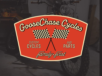 GooseChase Cycles badge design drawing illustration motorcycle