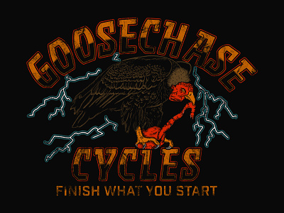 GooseChase Cycles Vulture Tee adobe branding design digital drawing harley illustration illustrator lightning logo motorcycle vector vulture