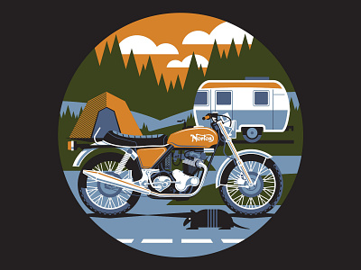Land O The Pines Rallye Artwork camping illustration motorcycle roadtrip vector