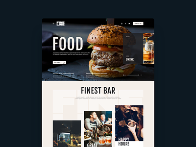 Fine landing page concept bar design drink food interface portfolio restaurant site ui ux web