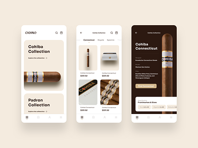 Cigino Cigar App Design app brand branding cigar design interface logo mobile ui ux